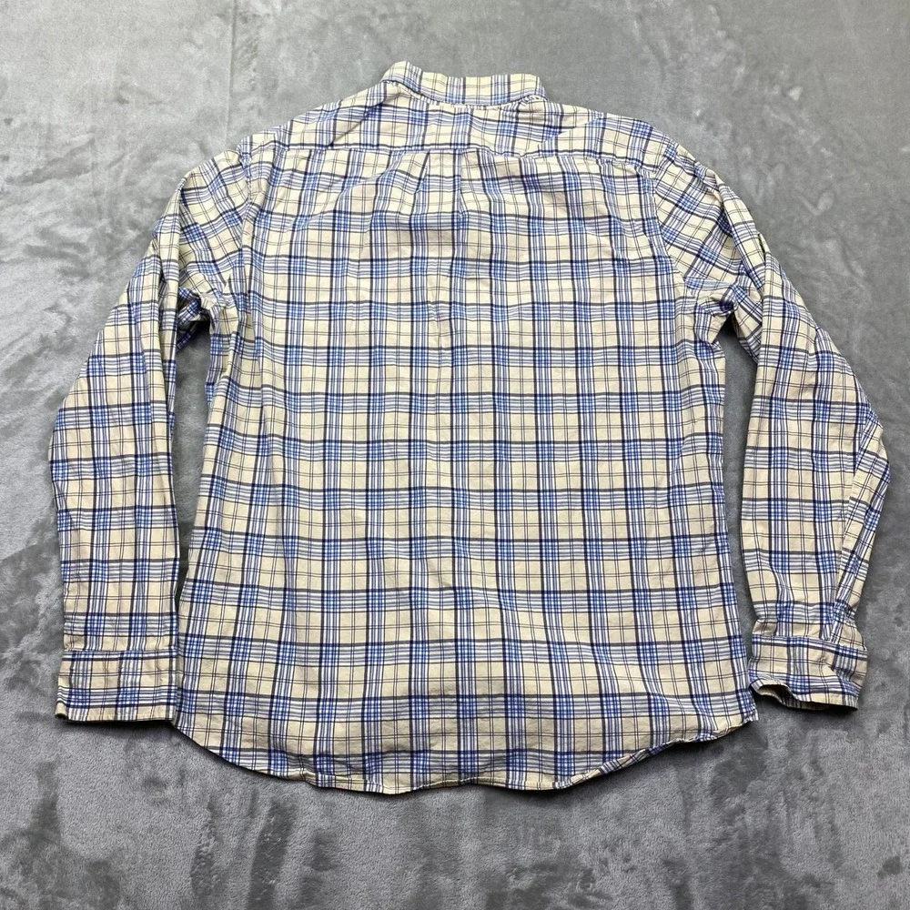 J Crew Classic Fit Button Down Shirt Mens Large Blue Plaid Secret‎ Wash Stretch